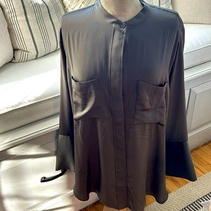 Grayish green button down blouse NWT